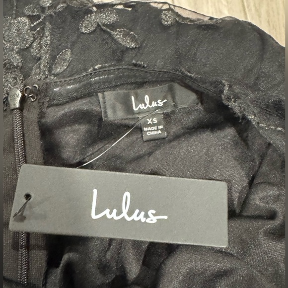 NWT Lulus Darling Charisma Black Mesh Embroidered Midi Dress| XS - Picture 5 of 7